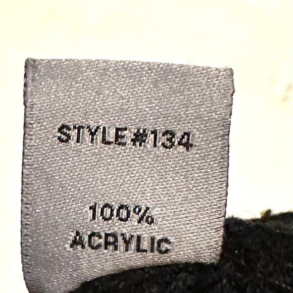 Polaris Black and Gray Striped Pom Pom Beanie Winter Stocking Cap - Picture 3 of 4